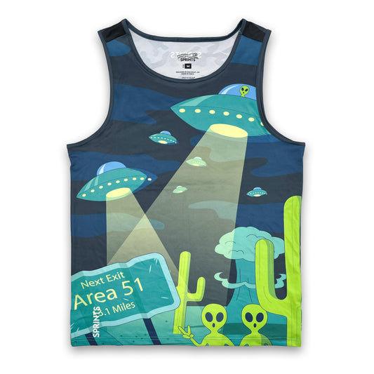 Mens Running Tank - Uninvited Alien Antics