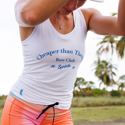 Womens Core Zero Running Tank - Cheaper Than Therapy Run Club White