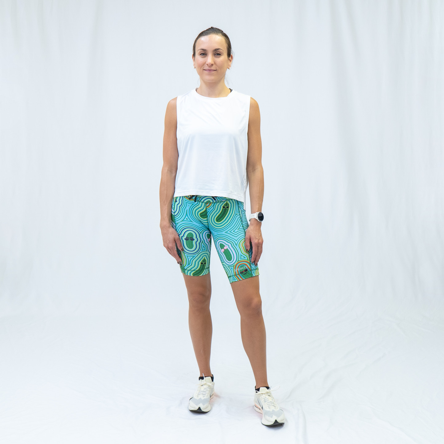 Womens Flexion 8" Compression Short - Pickle Power