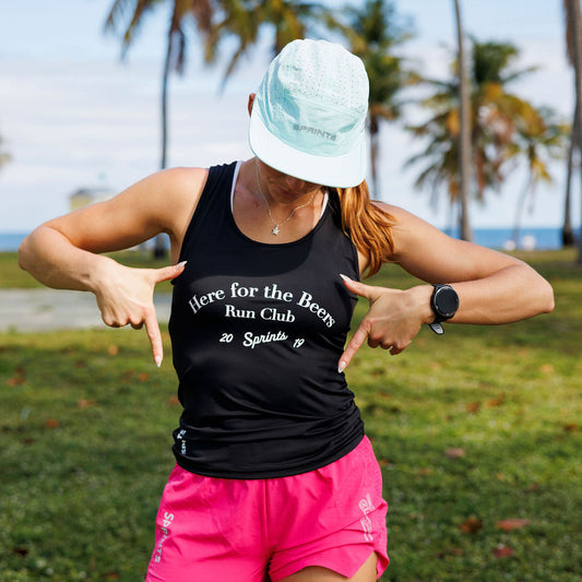 Womens Core Zero Running Tank - Here For The Beers Run Club Black