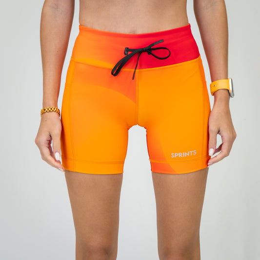 Womens Flexion 5" Compression Short - Orange Crush