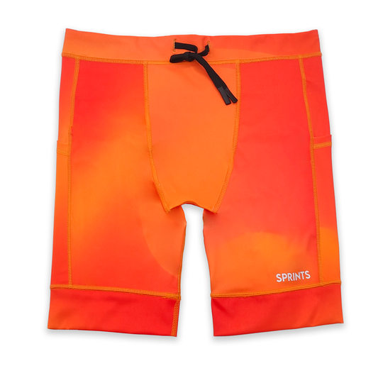 Mens Flexion 8" Compression Short - Orange Crush