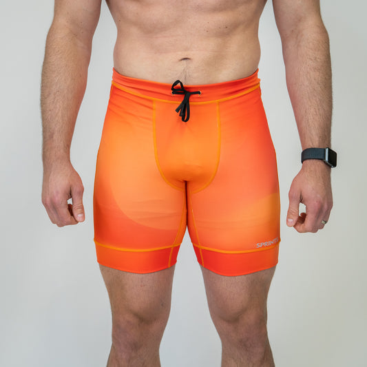 Mens Flexion 8" Compression Short - Orange Crush