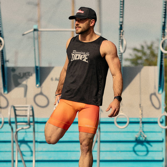 Mens Flexion 8" Compression Short - Orange Crush