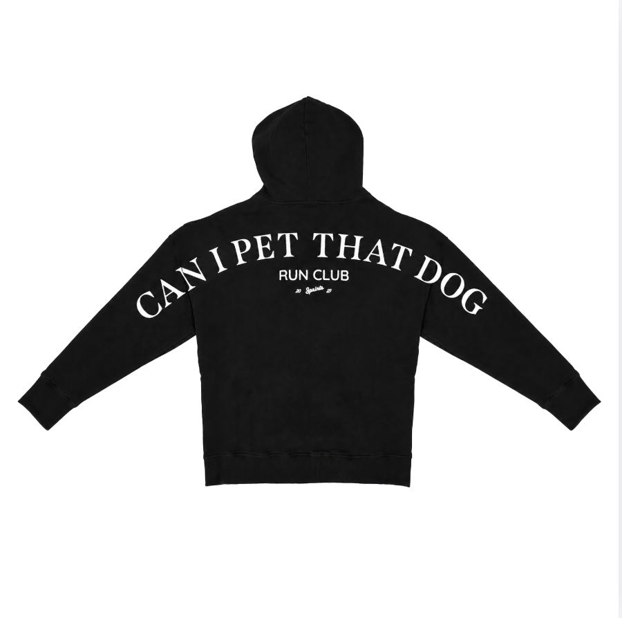 Run Club Oversized Hoodie - Can I Pet That Dog - Black