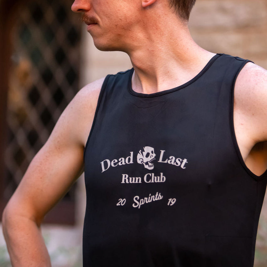 Mens Running Tank - Dead Last Run Club Flash Reflective