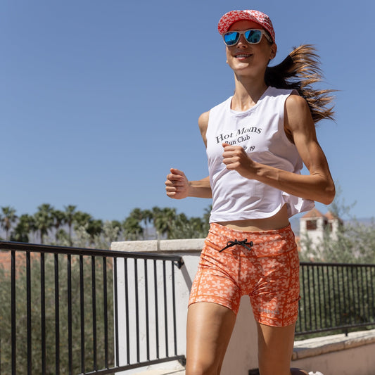 Womens Flexion 5" Compression Short - Lagoon Coral