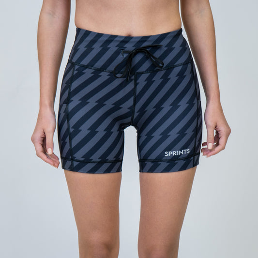 Womens Flexion 5" Compression Short - Velocity Blitz Black