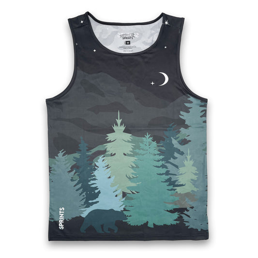 Mens Running Tank - Nightfall Grizzly