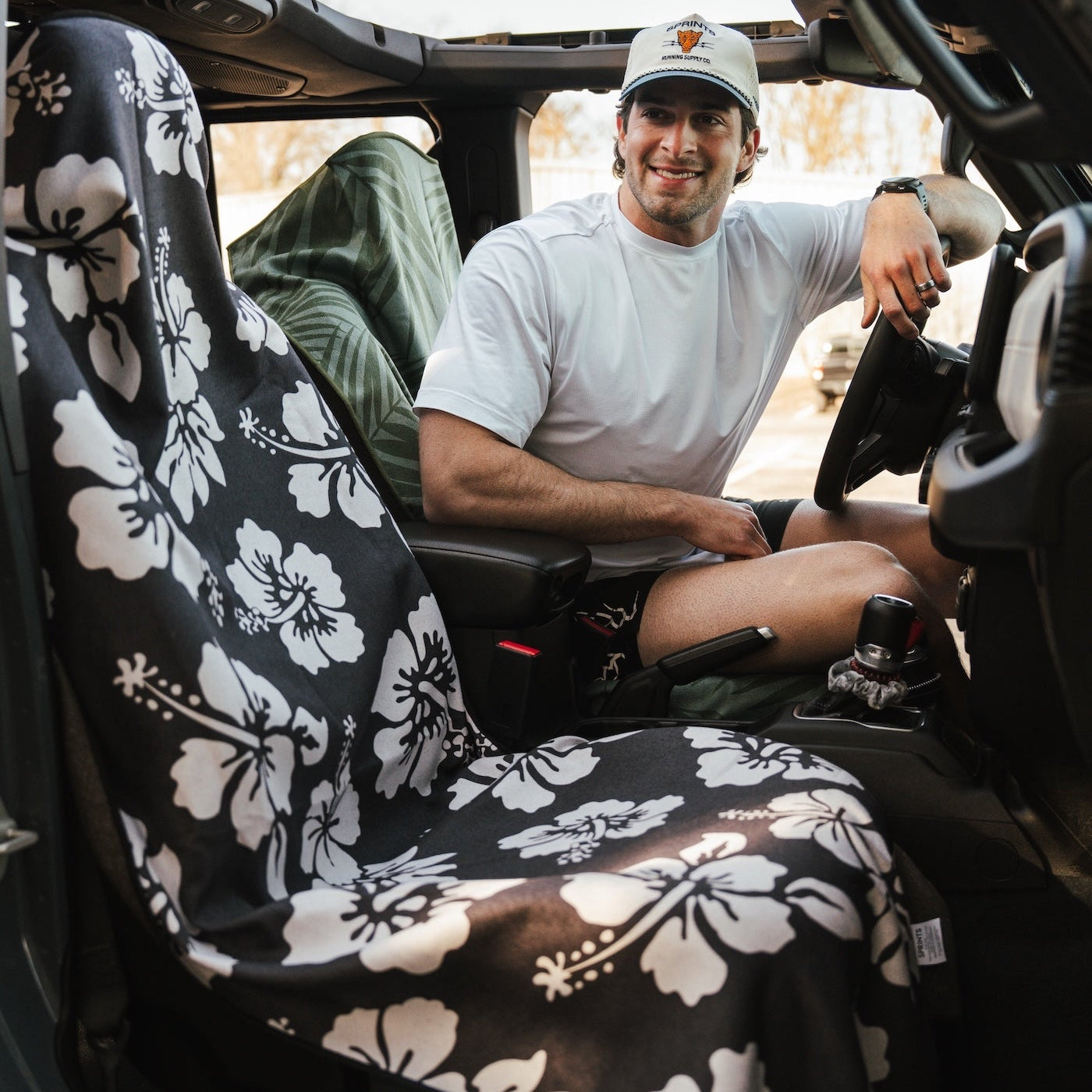Flex on the Beach - Black Car Seat Cover Towel
