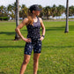Womens Flexion 8" Compression Short - Florid Declamation