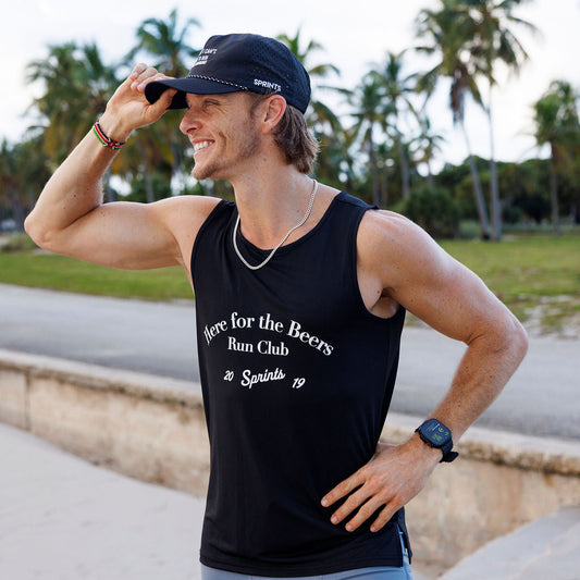 Mens Core Zero Running Tank - Here For The Beers Run Club Black