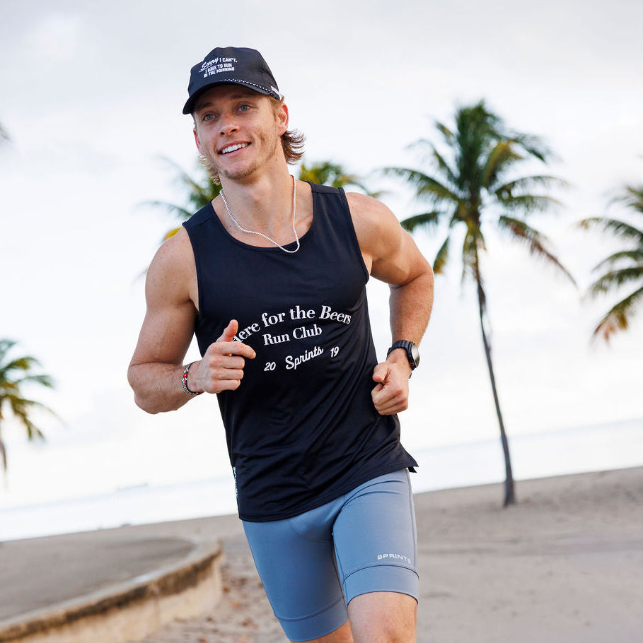 Mens Core Zero Running Tank - Here For The Beers Run Club Black