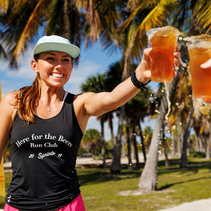 Womens Core Zero Running Tank - Here For The Beers Run Club Black