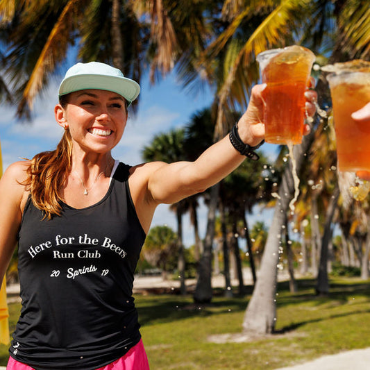 Womens Core Zero Running Tank - Here For The Beers Run Club Black