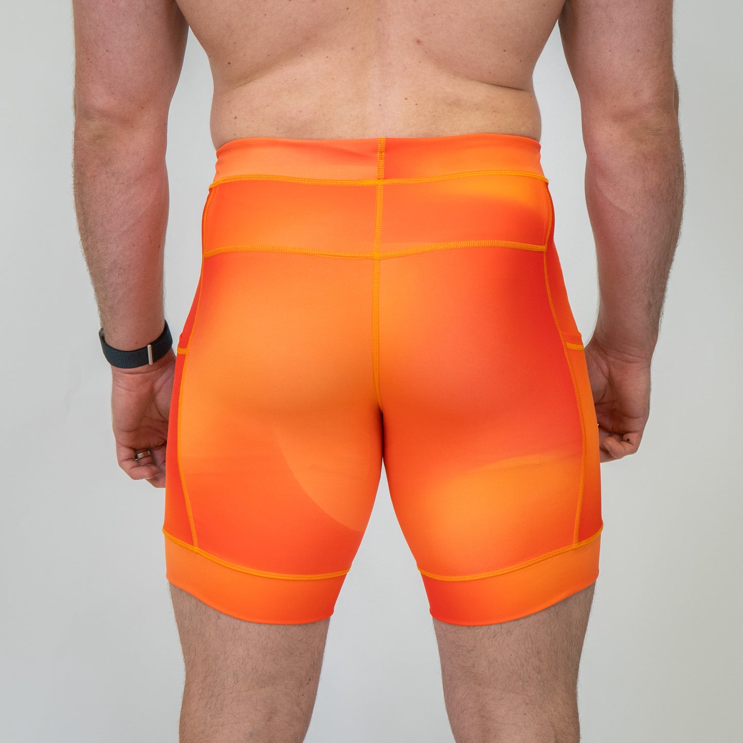 Mens Flexion 8" Compression Short - Orange Crush