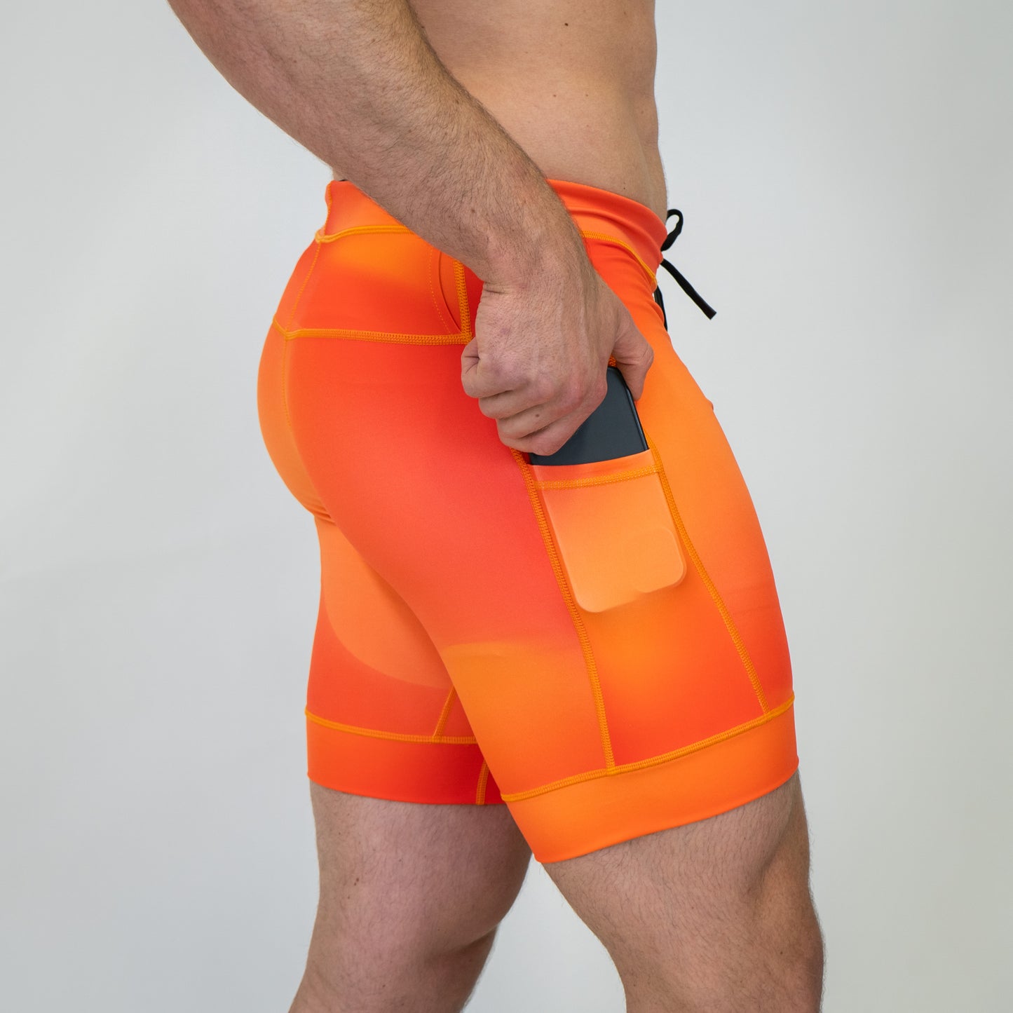 Mens Flexion 8" Compression Short - Orange Crush