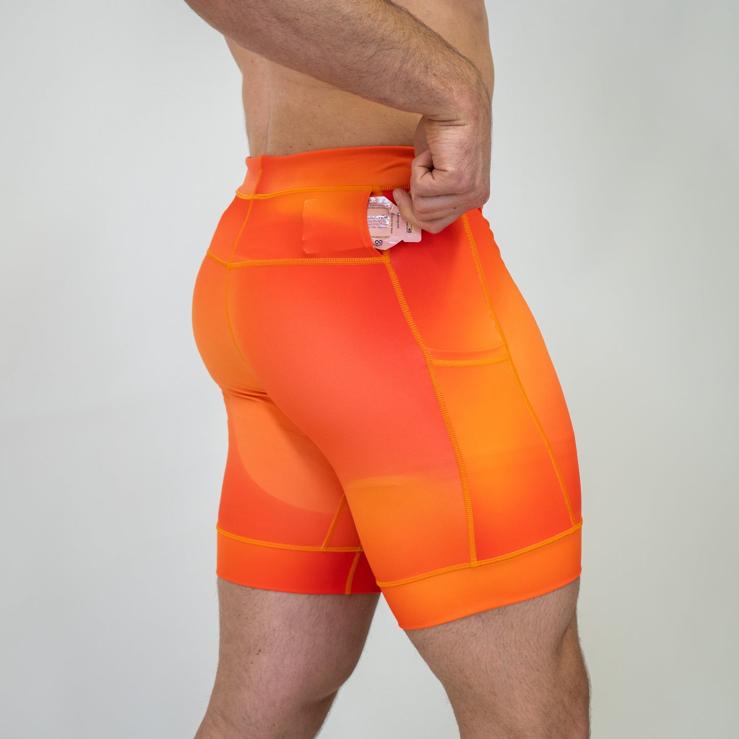 Mens Flexion 8" Compression Short - Orange Crush