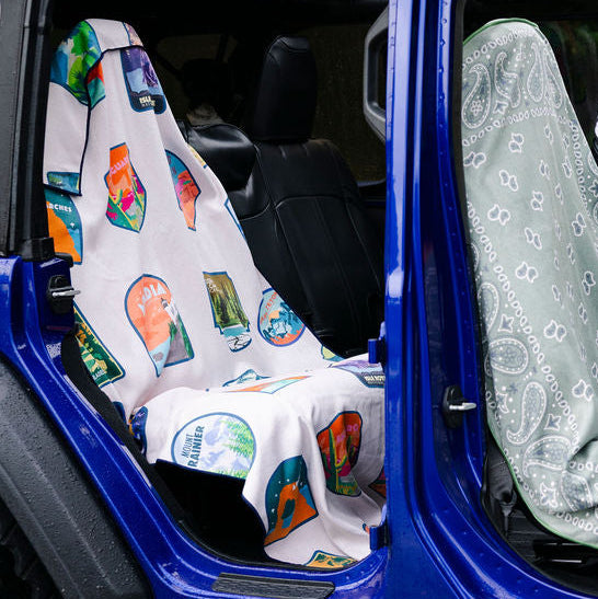 National Parks Cream Car Seat Cover Towel