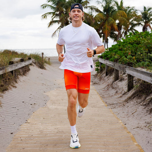 Mens Flexion 8" Compression Short - Orange Crush