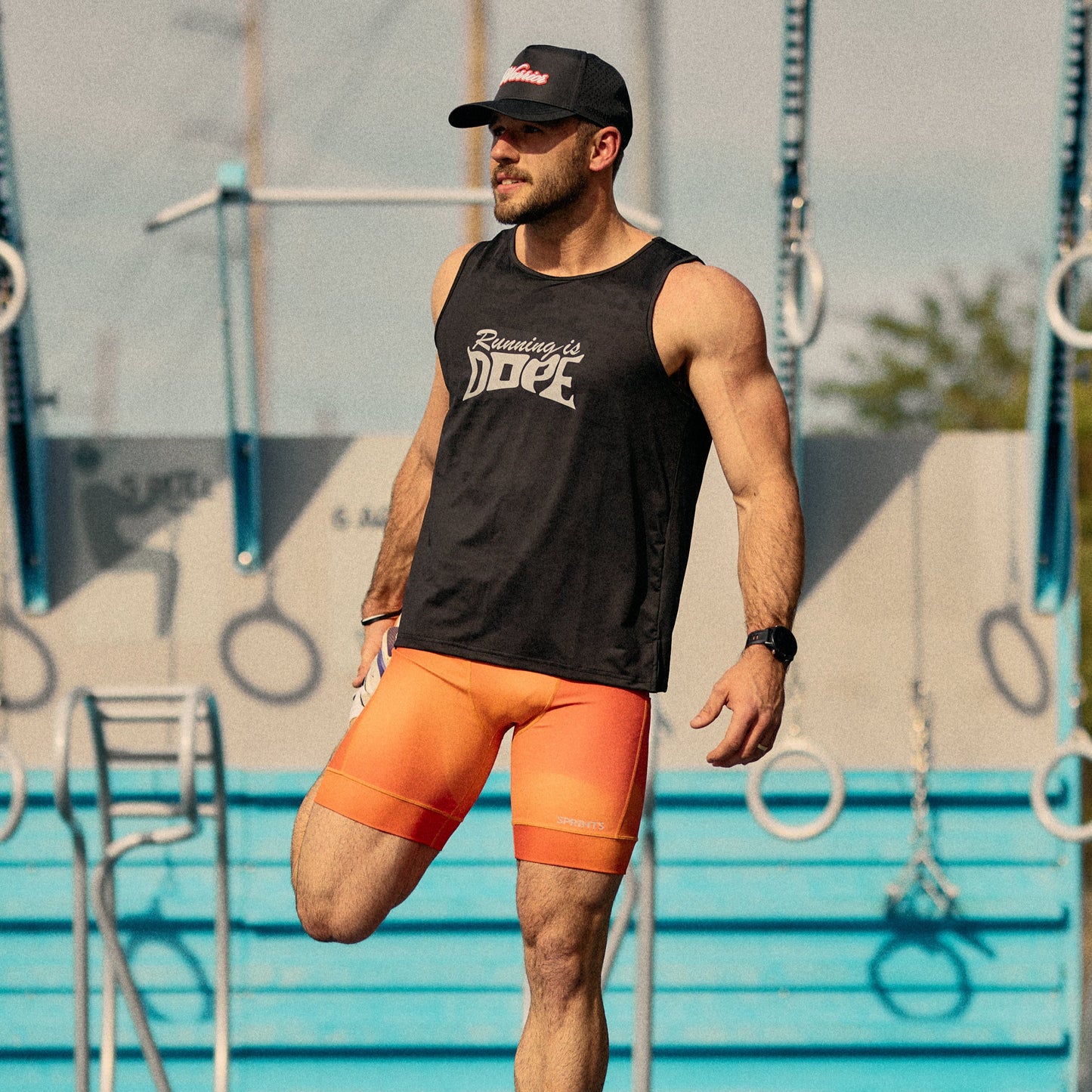 Mens Flexion 8" Compression Short - Orange Crush