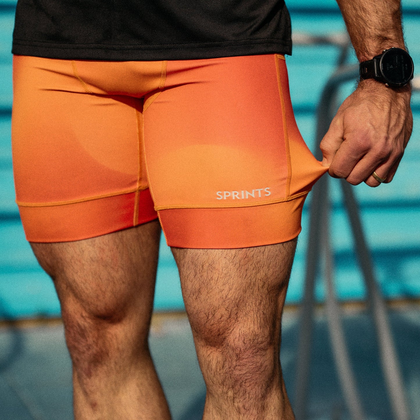 Mens Flexion 8" Compression Short - Orange Crush