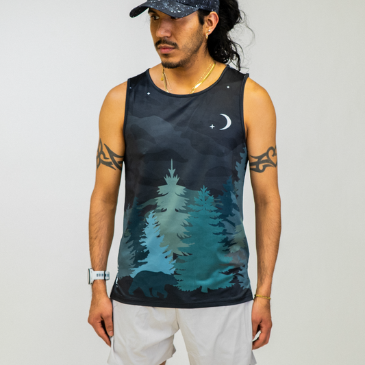 Mens Running Tank - Nightfall Grizzly