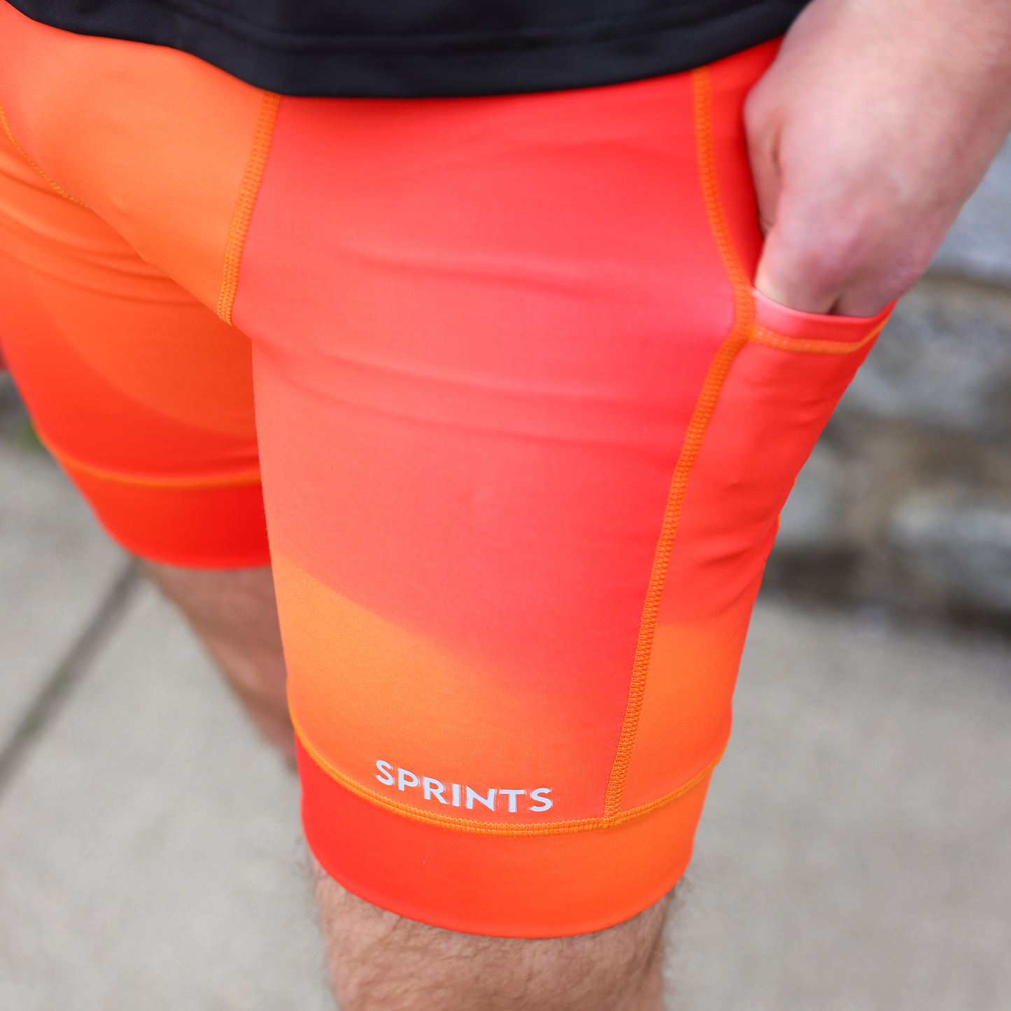 Mens Flexion 8" Compression Short - Orange Crush