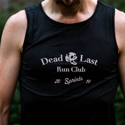 Mens Running Tank - Dead Last Run Club Flash Reflective