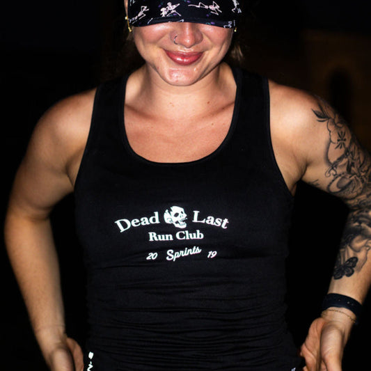 Womens Running Tank - Dead Last Run Club Flash Reflective