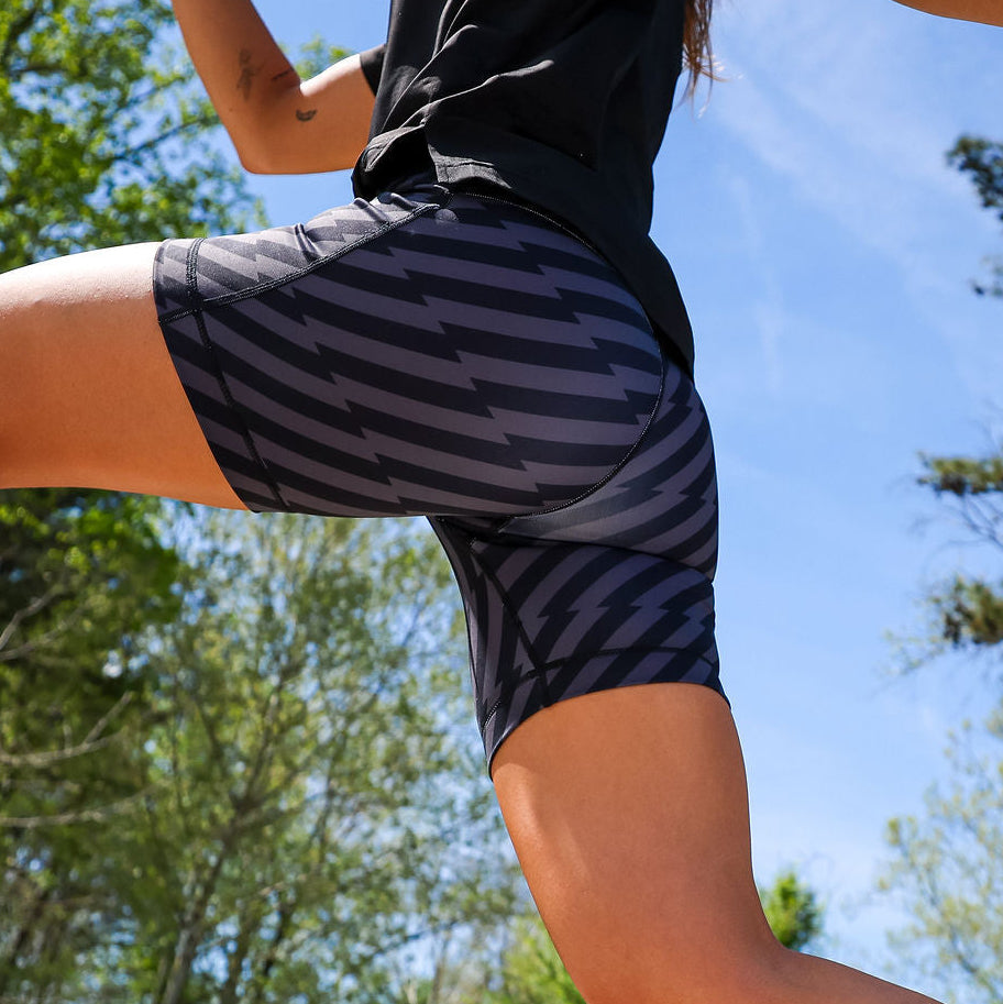 Womens Flexion 5" Compression Short - Velocity Blitz Black