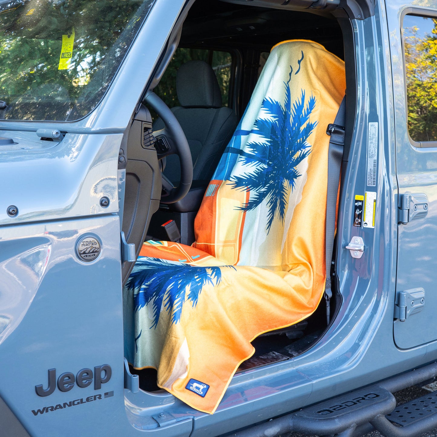 Retro Sunset Car Seat Cover Towel w/ Snaps