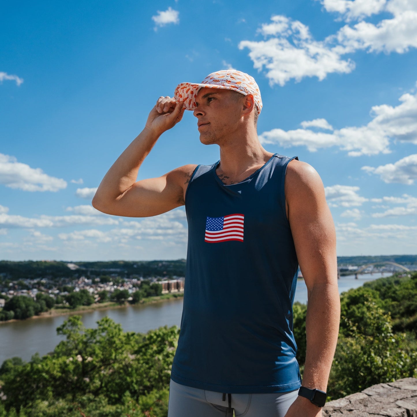 Mens Core Zero Running Tank - USA Navy