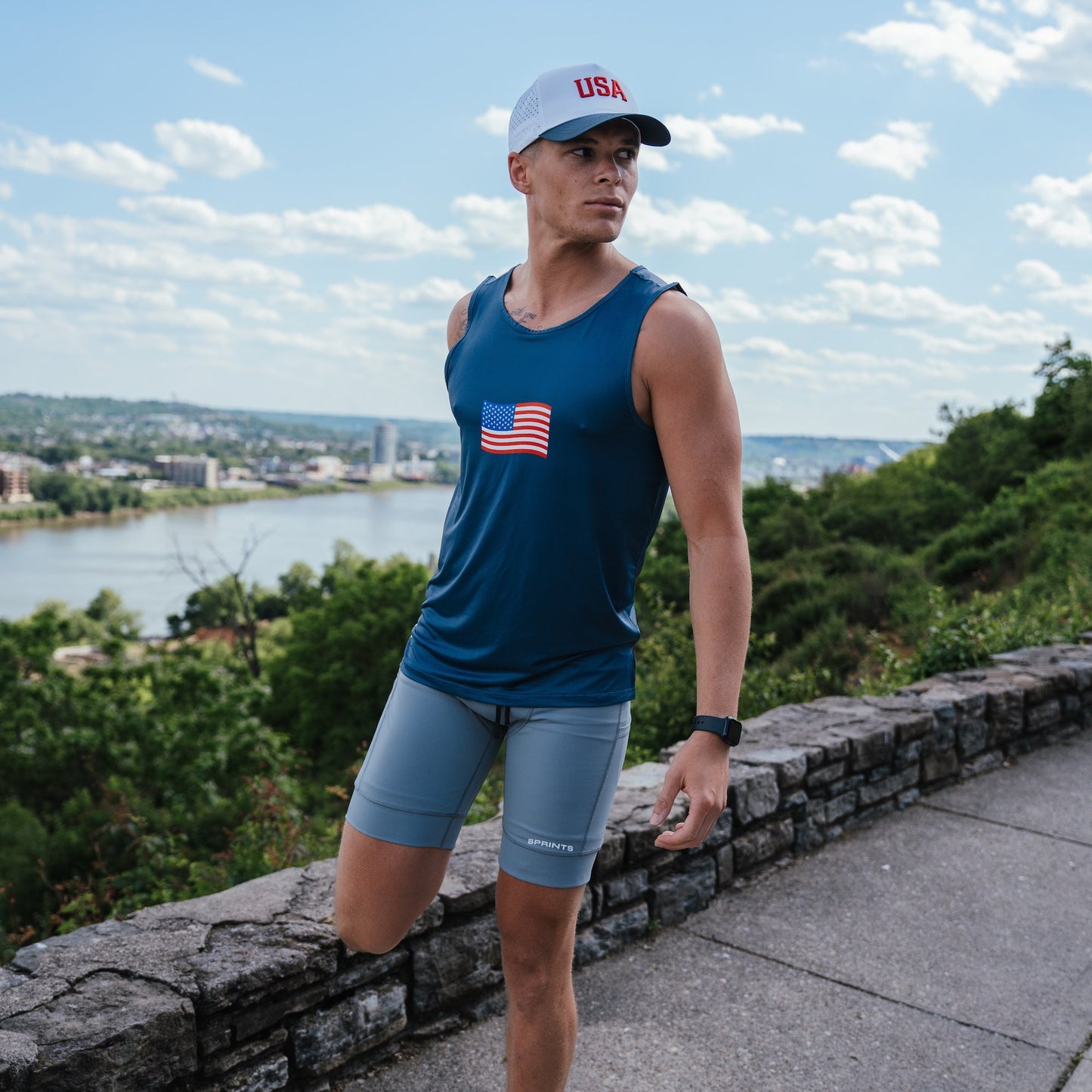 Mens Core Zero Running Tank - USA Navy