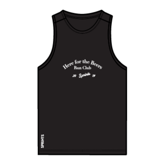 Mens Core Zero Running Tank - Here For The Beers Run Club Black