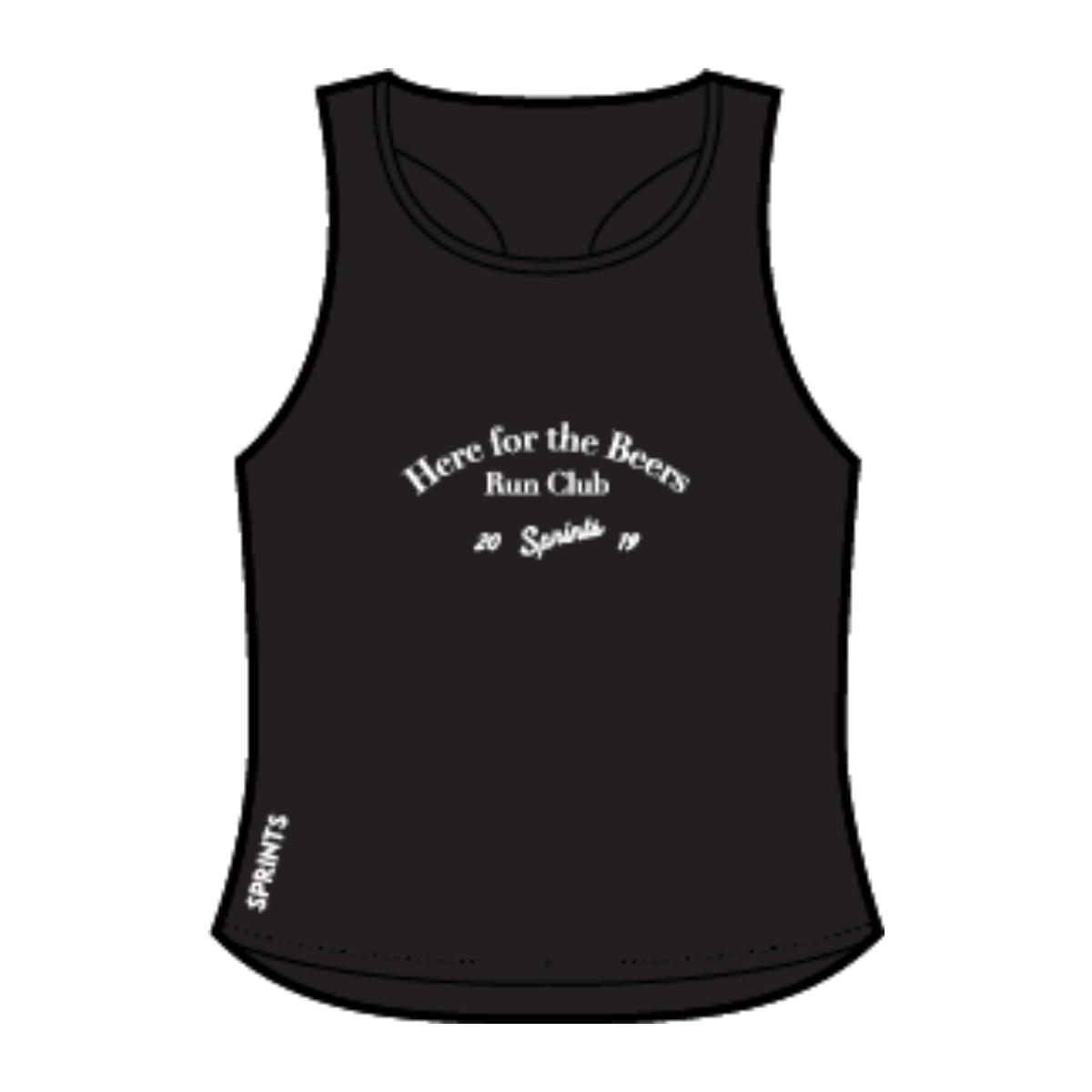 Womens Core Zero Running Tank - Here For The Beers Run Club Black