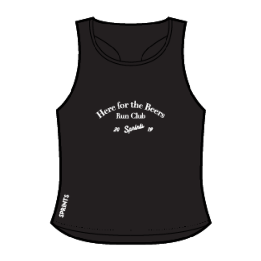 Womens Core Zero Running Tank - Here For The Beers Run Club Black