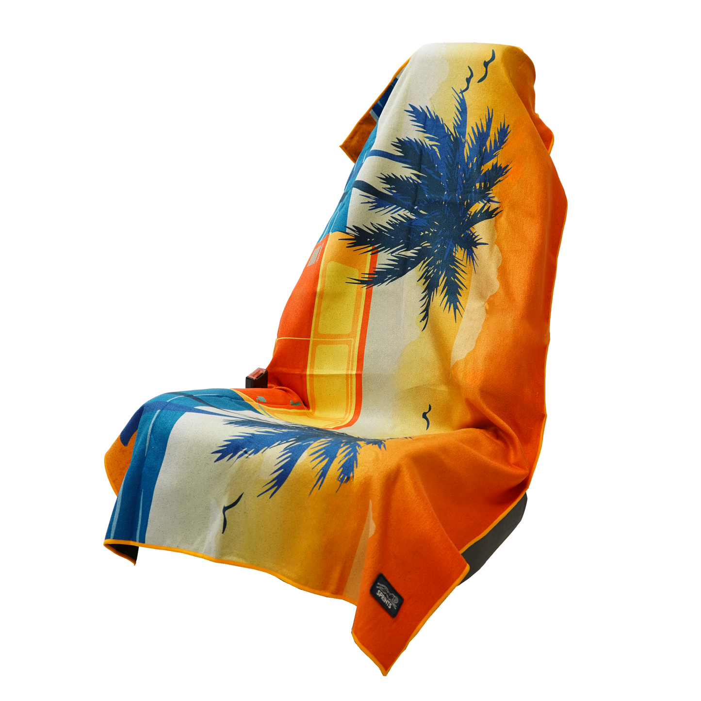 Retro Sunset Car Seat Cover Towel w/ Snaps
